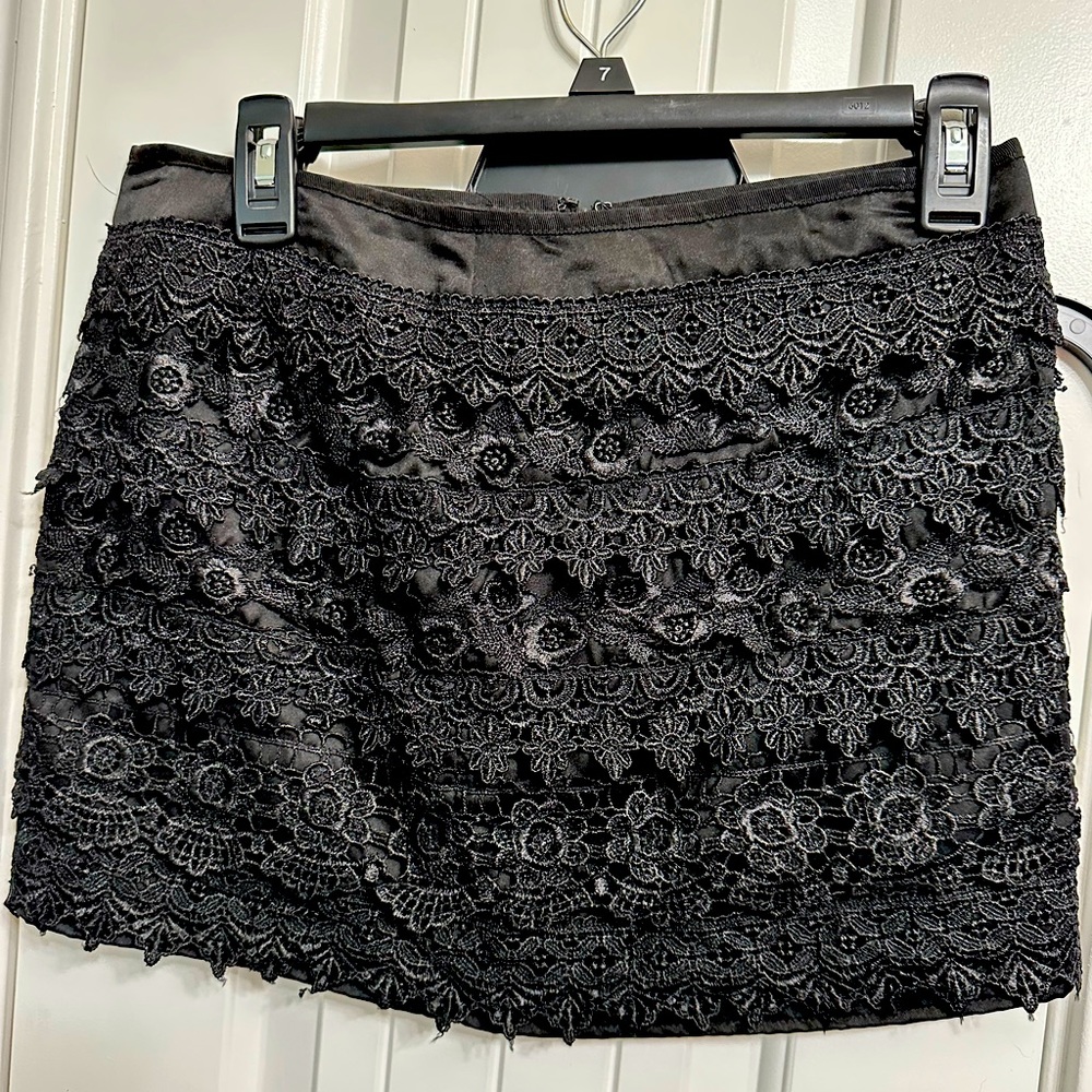 Black Mini Skirt with Floral Overlay